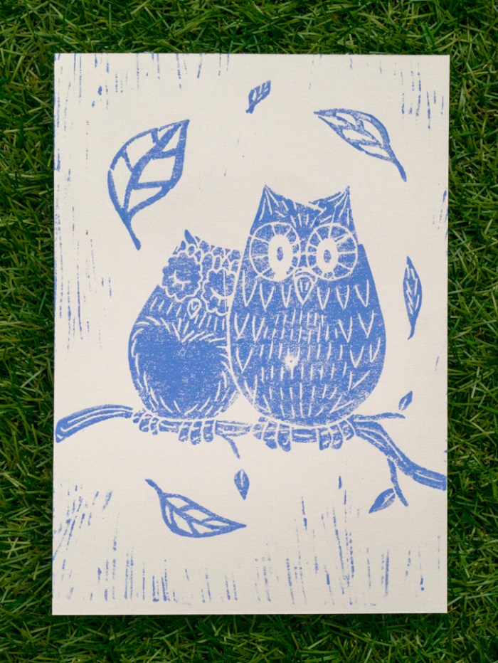 Linoleum - Lisa owls blue