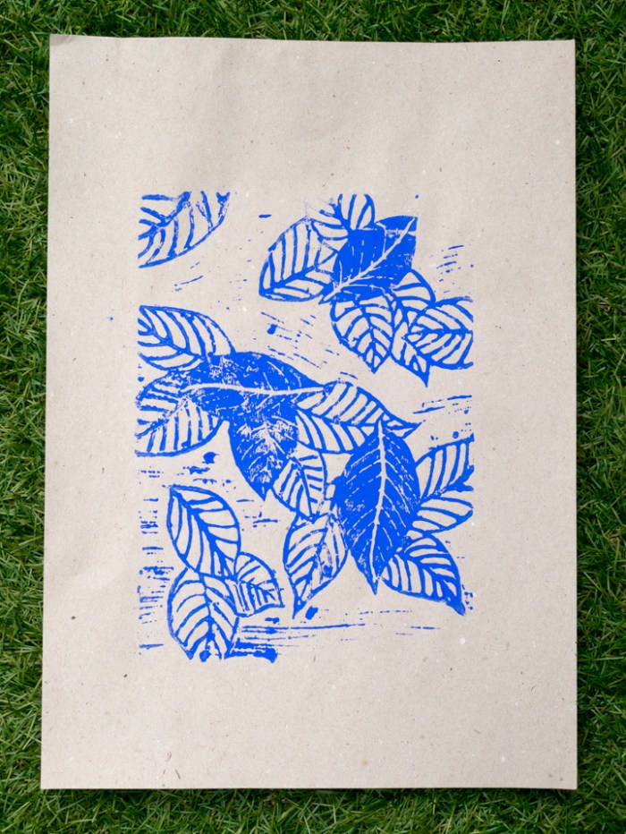 Linoleum -Miss Coco - blue leaves