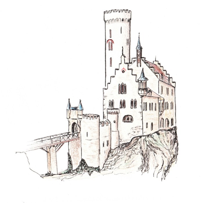 Lichtenstein Castle Drawing for roadtripsaroundtheworld.com