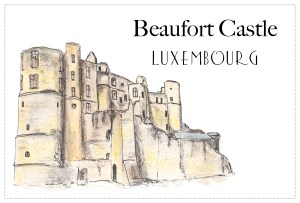 Drawing - Beaufort Castle, Luxembourg - Free to download on www.RoadTripsaroundtheWorld.com