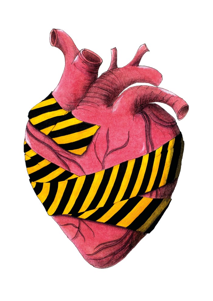 Caution tape around my heart - drawing by Miss Coco for www.BeautifulThings-Photography.com