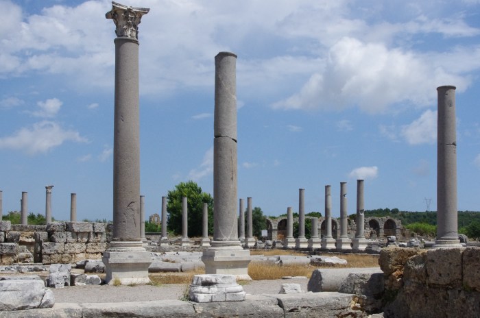 The agora with the city wall in the back - Perge,Turkey