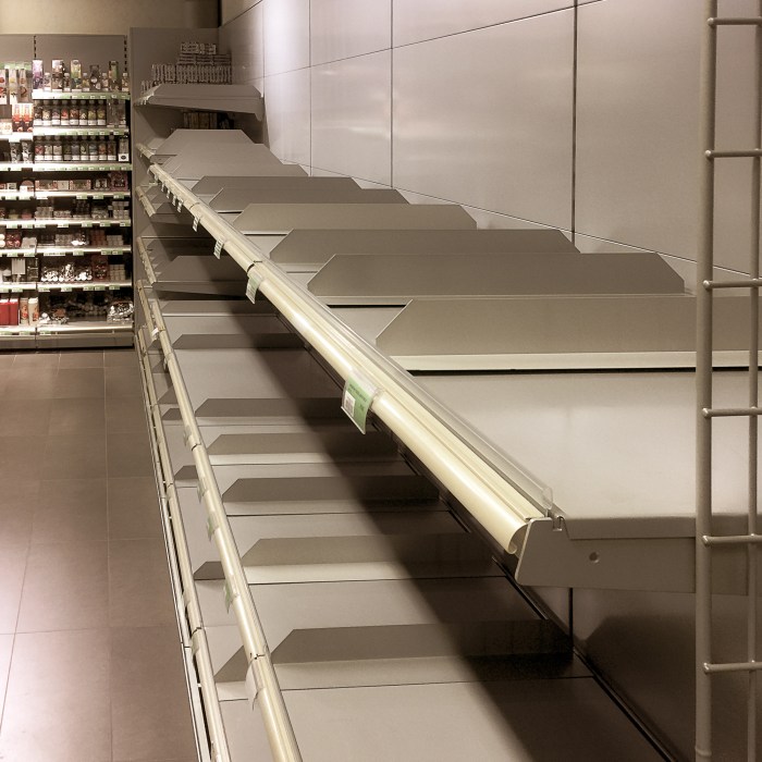 Supermarket empty shelves