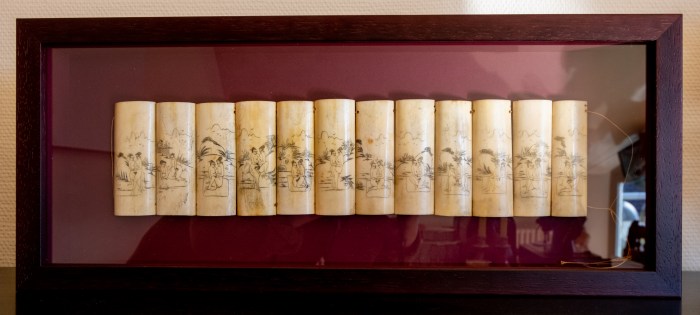 Framed Chinese Erotic Scrimshaw
