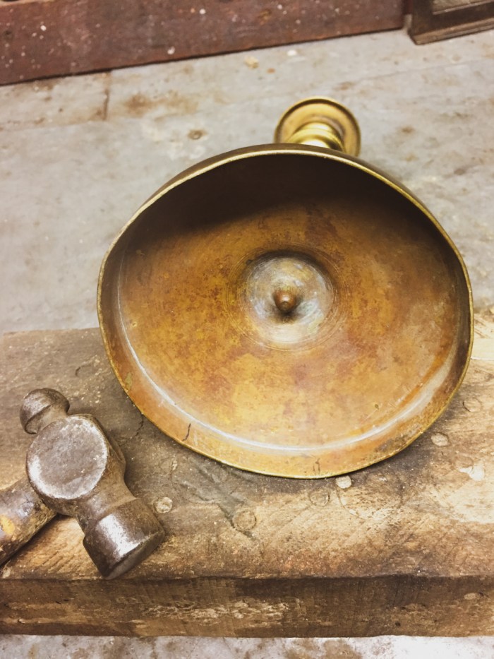 Vintage candlestick - straitening the base