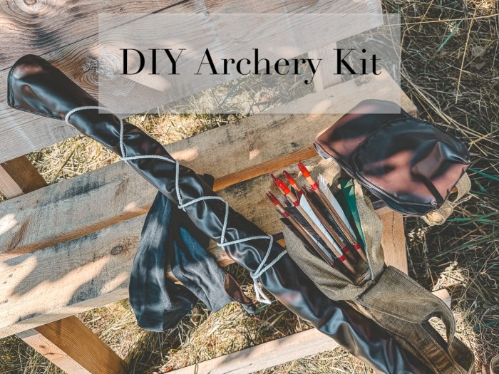 My handmade quiver, bow case and gloves - DIY archery set